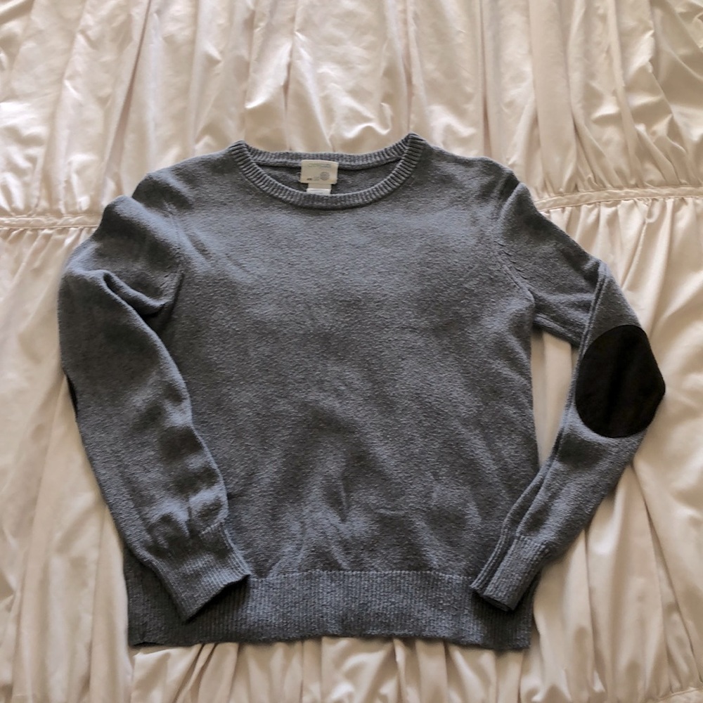 Boys gray sweater with suede elbow patches